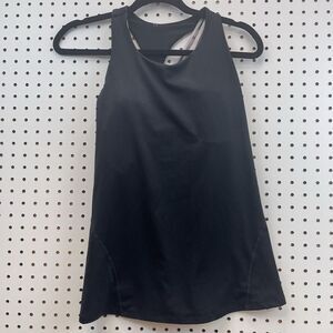 Fabletics High Compression Black Silver Cris Cross Workout Top‎